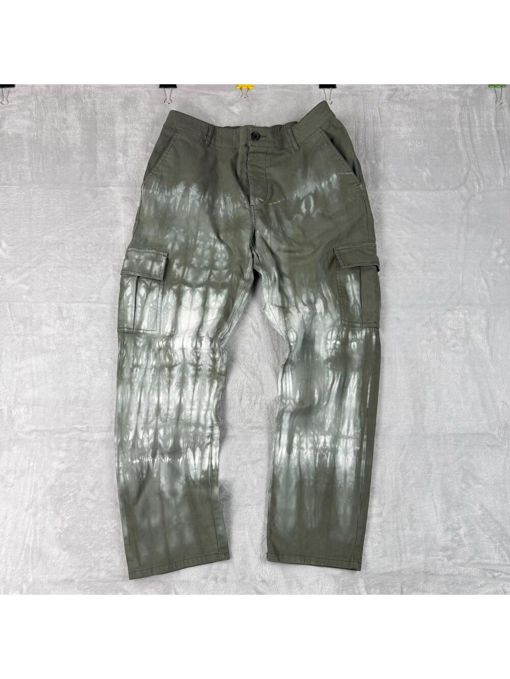 Asos Tie Dye Cargo Pants Green Military Utility Streetwear Women 30x27 Stretch